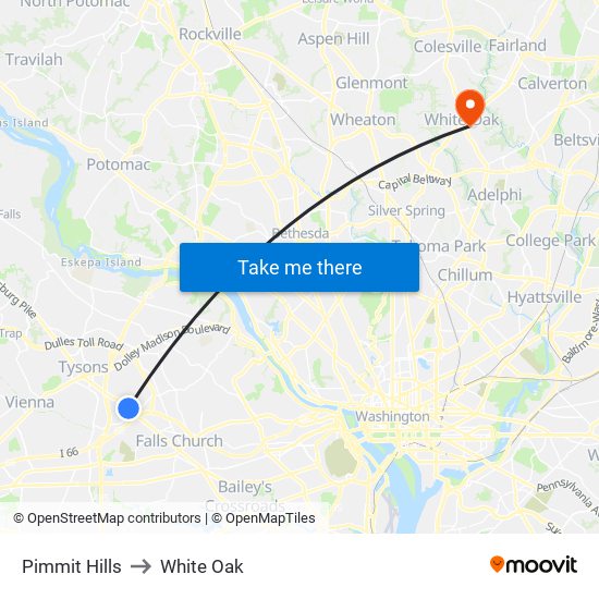 Pimmit Hills to White Oak map