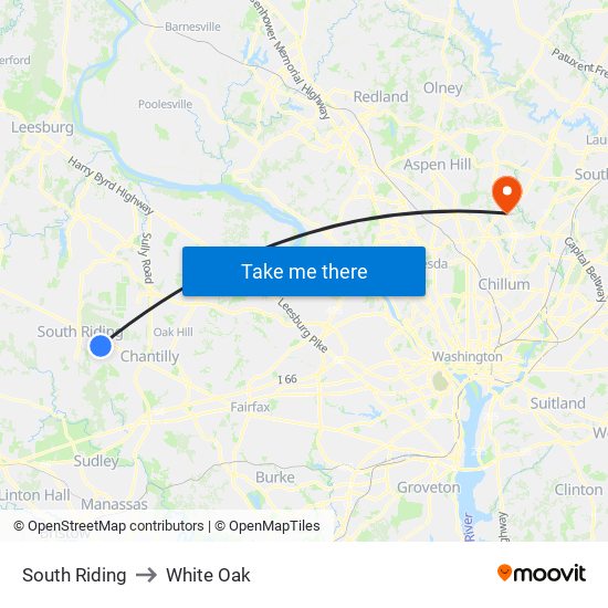 South Riding to White Oak map