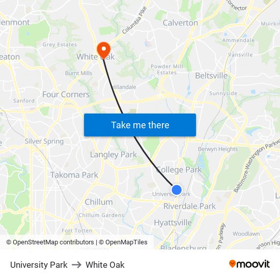 University Park to White Oak map