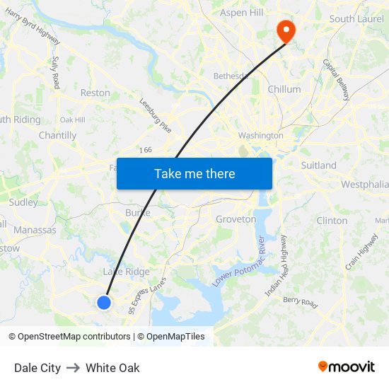 Dale City to White Oak map