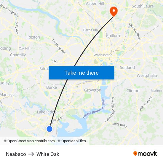 Neabsco to White Oak map