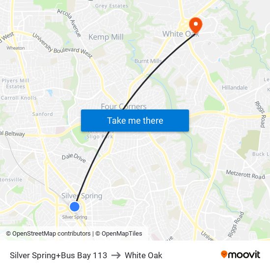 Silver Spring+Bay 113 to White Oak map