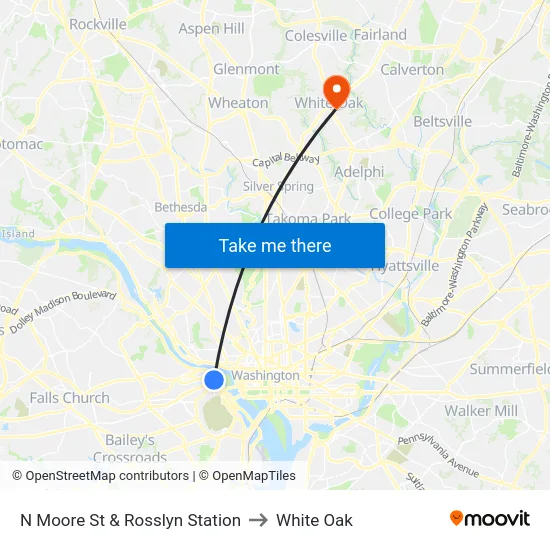 N Moore St & Rosslyn Station to White Oak map