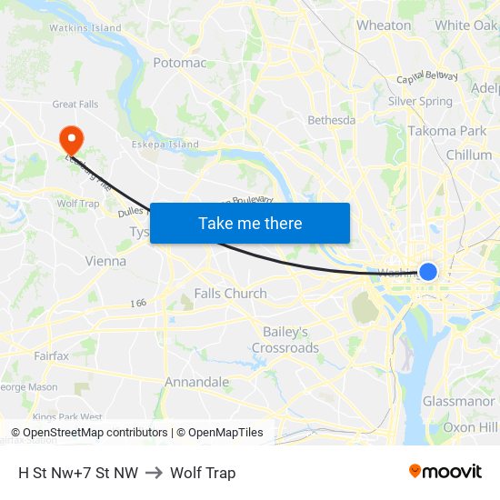 H St Nw+7 St NW to Wolf Trap map