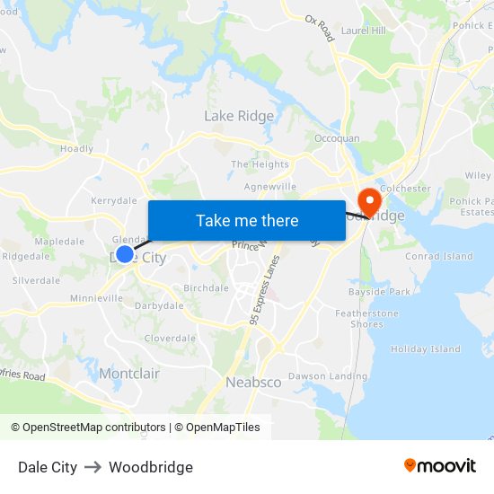 Dale City to Woodbridge map