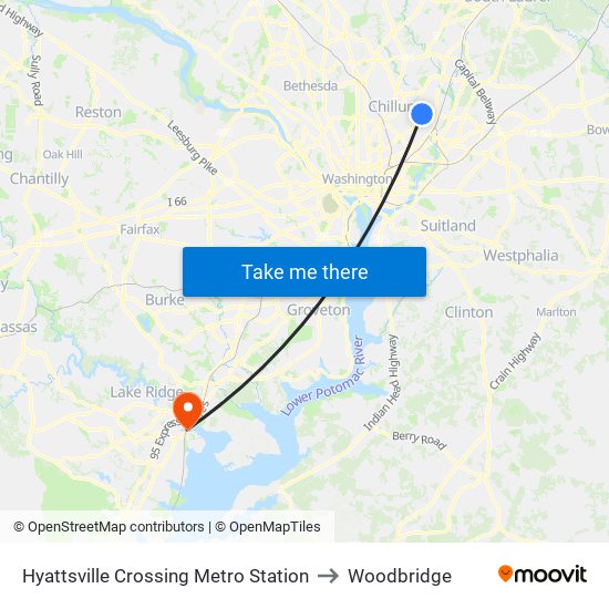 Hyattsville Crossing Metro Station to Woodbridge map