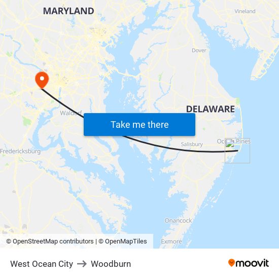 West Ocean City to Woodburn map