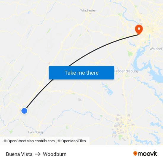 Buena Vista to Woodburn map