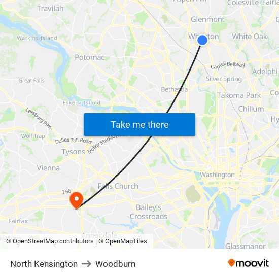 North Kensington to Woodburn map