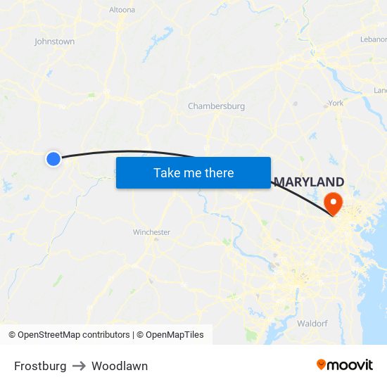 Frostburg to Woodlawn map