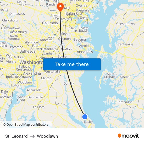 St. Leonard to Woodlawn map