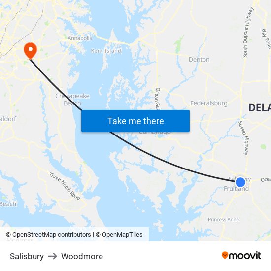 Salisbury to Woodmore map