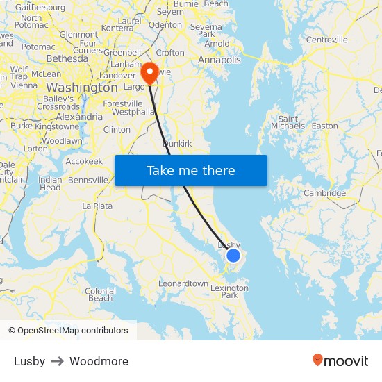 Lusby to Woodmore map