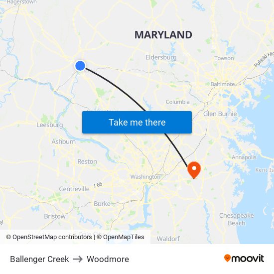 Ballenger Creek to Woodmore map