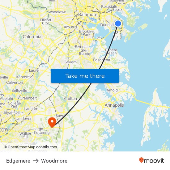 Edgemere to Woodmore map