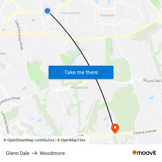 Glenn Dale to Woodmore map