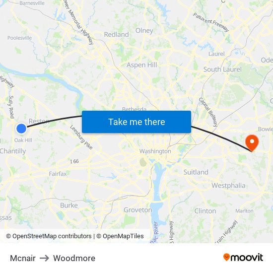 Mcnair to Woodmore map