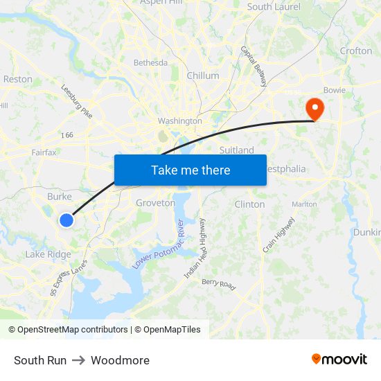 South Run to Woodmore map