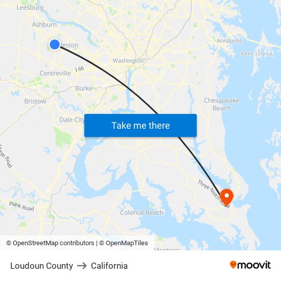 Loudoun County to California map