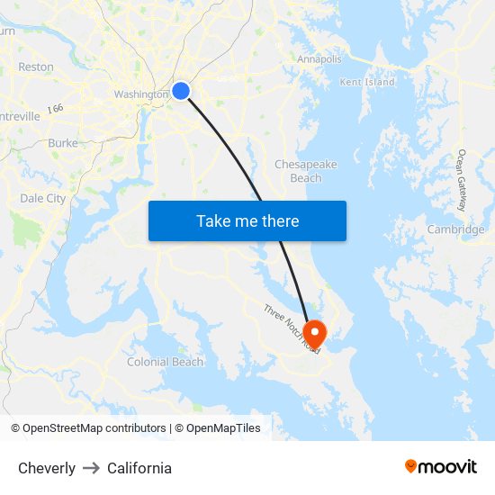Cheverly to California map