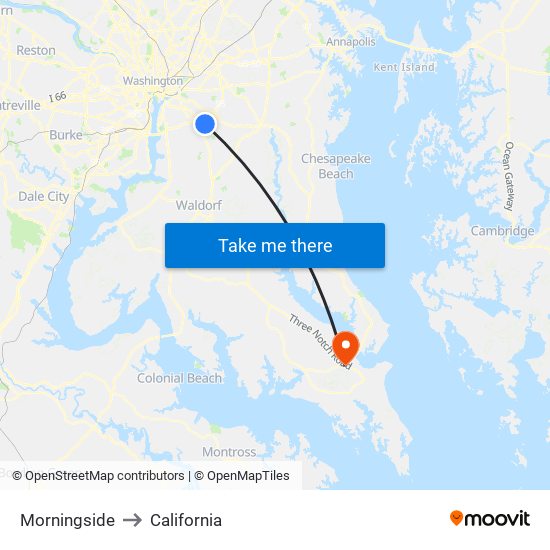 Morningside to California map