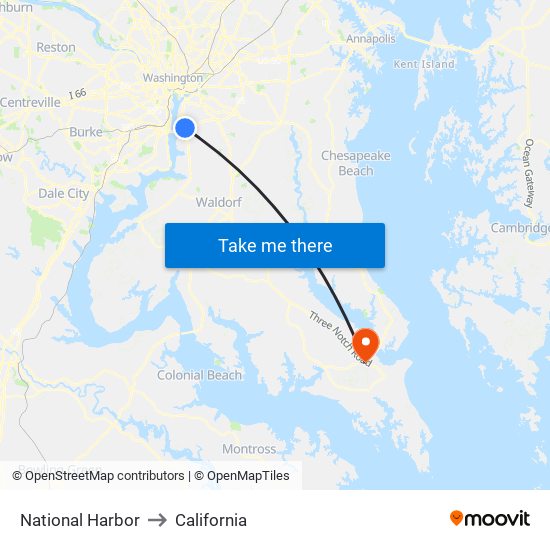 National Harbor to California with public transportation