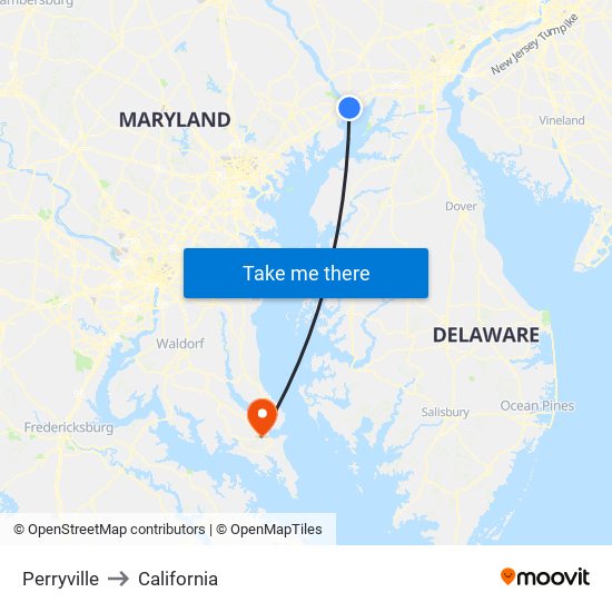 Perryville to California map