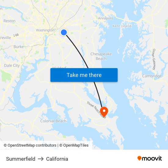 Summerfield to California map