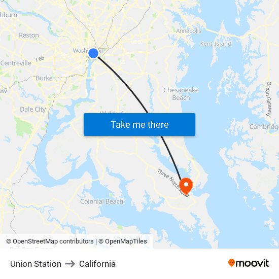 Union Station to California map