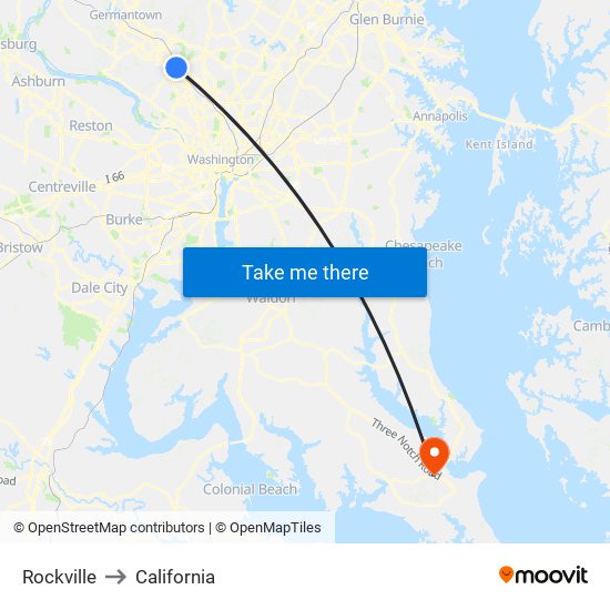 Rockville to California map