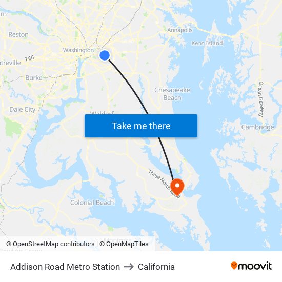 Addison Road Metro Station to California map