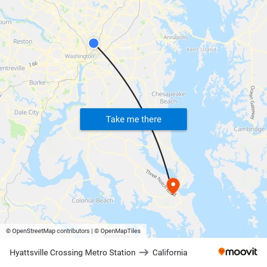 Hyattsville Crossing Metro Station to California map