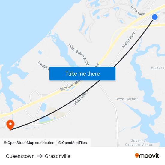 Queenstown to Grasonville map