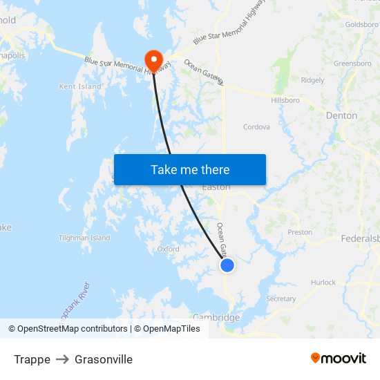 Trappe to Grasonville map