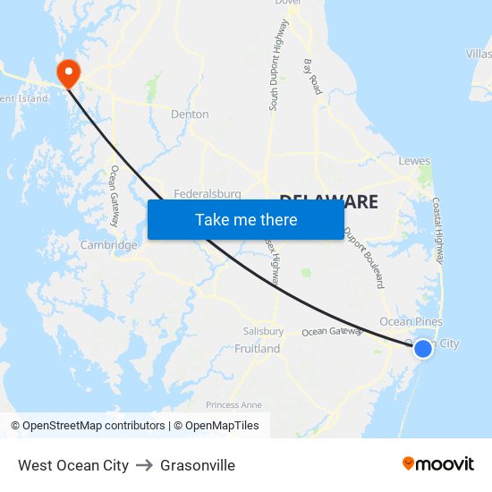 West Ocean City to Grasonville map