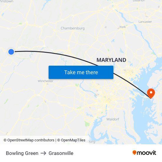 Bowling Green to Grasonville map
