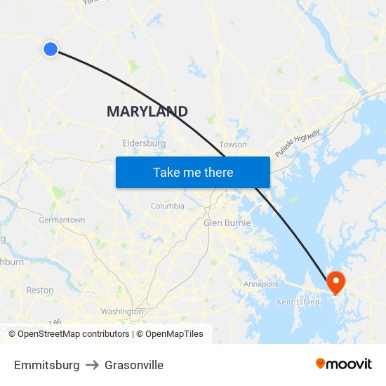 Emmitsburg to Grasonville map