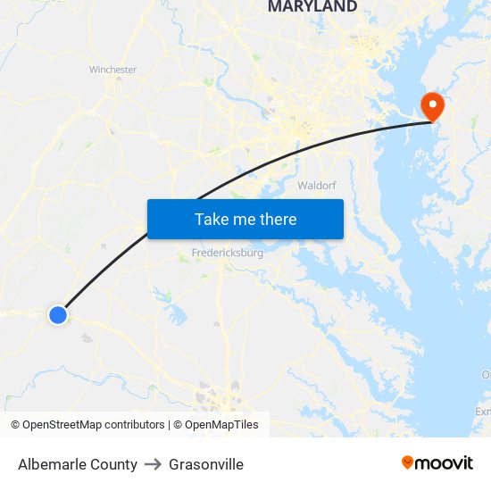 Albemarle County to Grasonville map