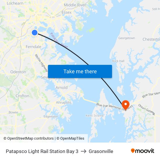 Patapsco Light Rail Station Bay 3 to Grasonville map