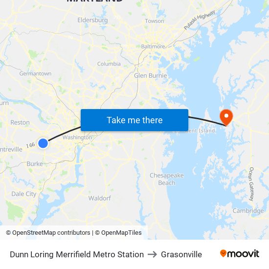 Dunn Loring Merrifield Metro Station to Grasonville map