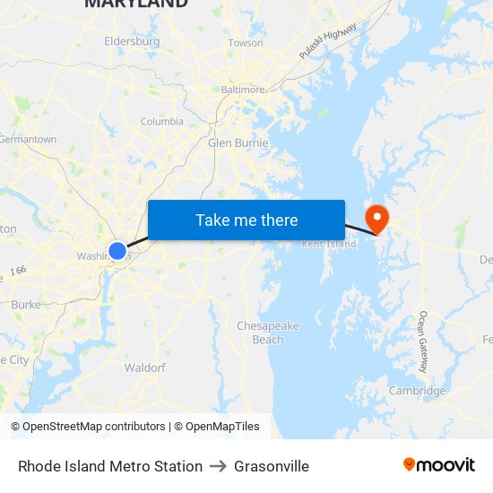 Rhode Island Metro Station to Grasonville map