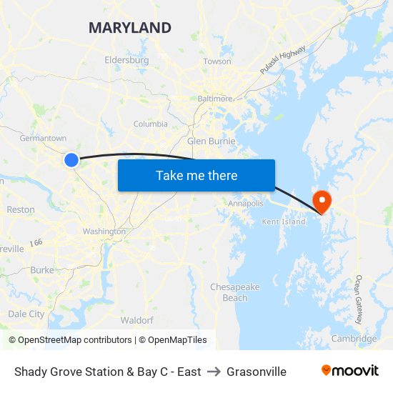 Shady Grove Station & Bay C - East to Grasonville map