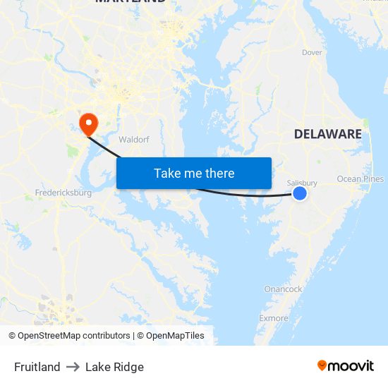 Fruitland to Lake Ridge map