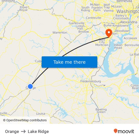 Orange to Lake Ridge map