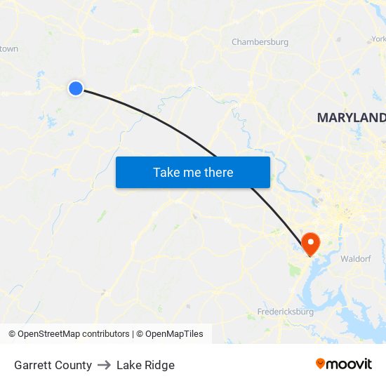Garrett County to Lake Ridge map
