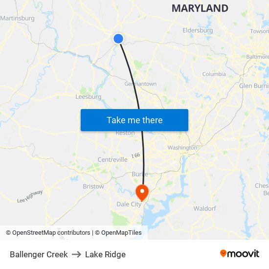 Ballenger Creek to Lake Ridge map