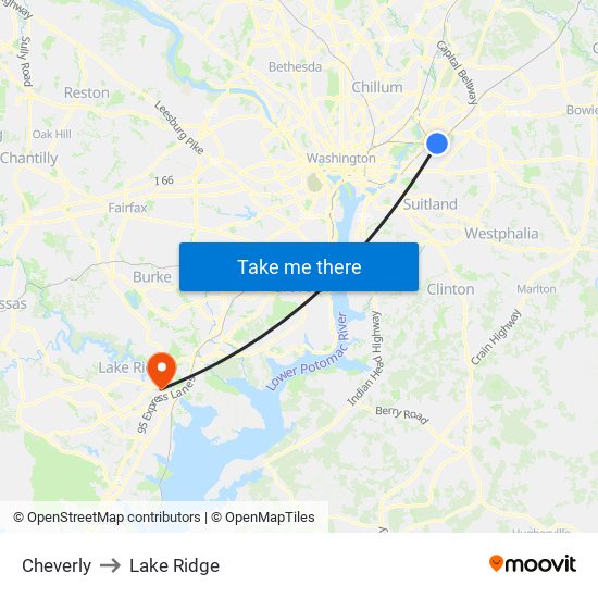 Cheverly to Lake Ridge map
