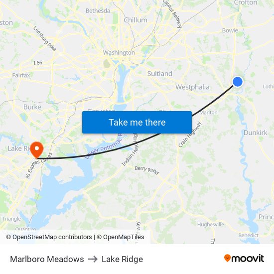 Marlboro Meadows to Lake Ridge map