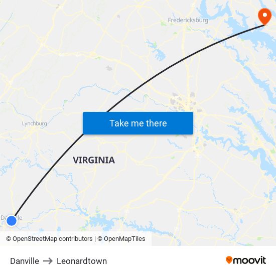 Danville to Leonardtown map