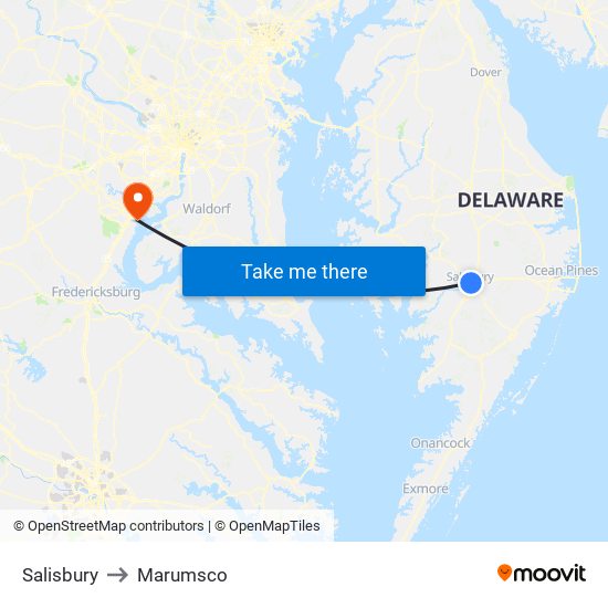 Salisbury to Marumsco map